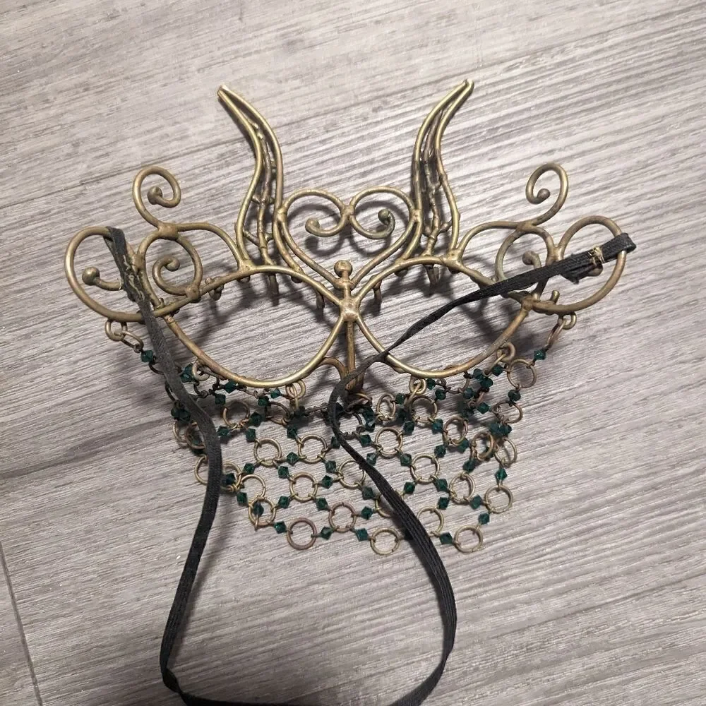 Vintage Handmade Brass Medieval Victorian Party Mask